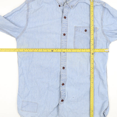 Farah 1920 Men's Blue Denim Button-Up Regular Fit Shirt Size M