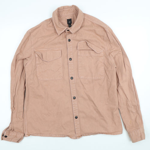 River Island Men’s Brown Twill Cotton Jacket Size M Casual Button Up