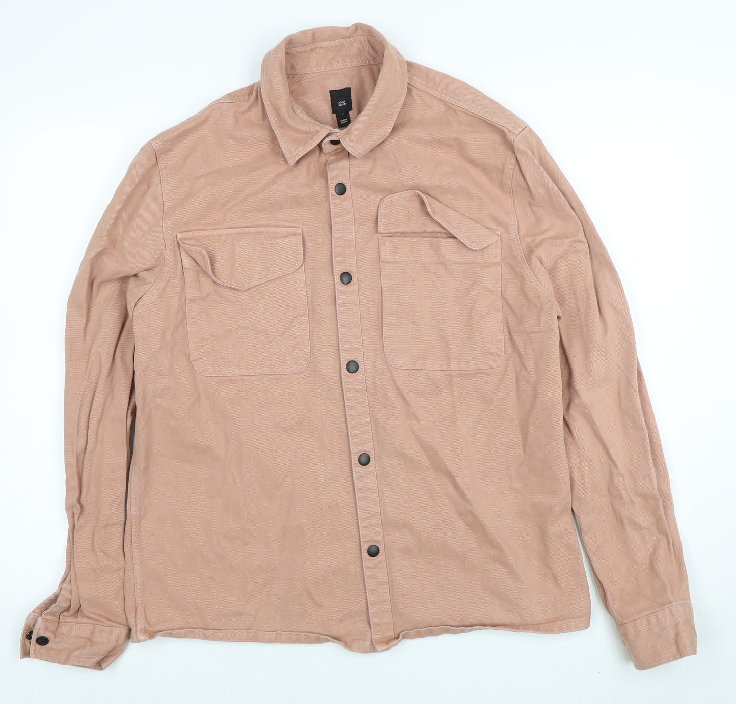 River Island Men’s Brown Twill Cotton Jacket Size M Casual Button Up