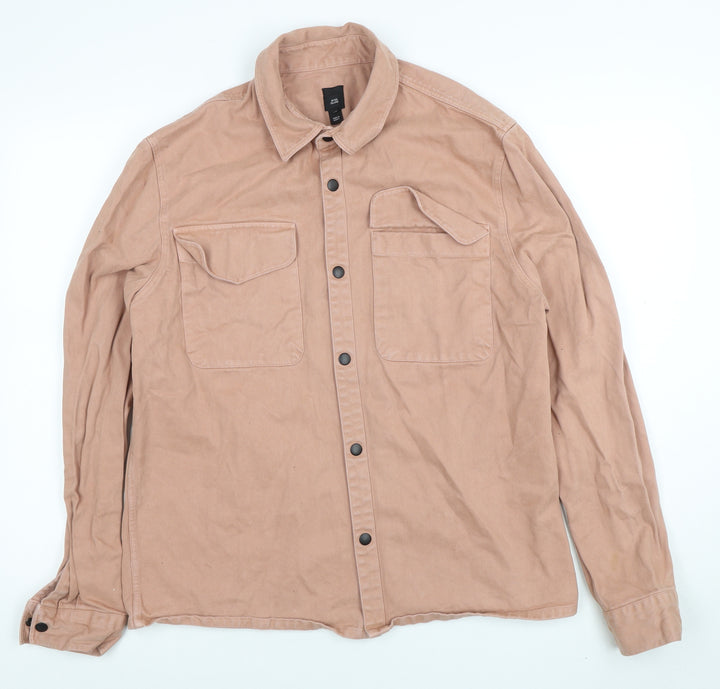 River Island Men’s Brown Twill Cotton Jacket Size M Casual Button Up