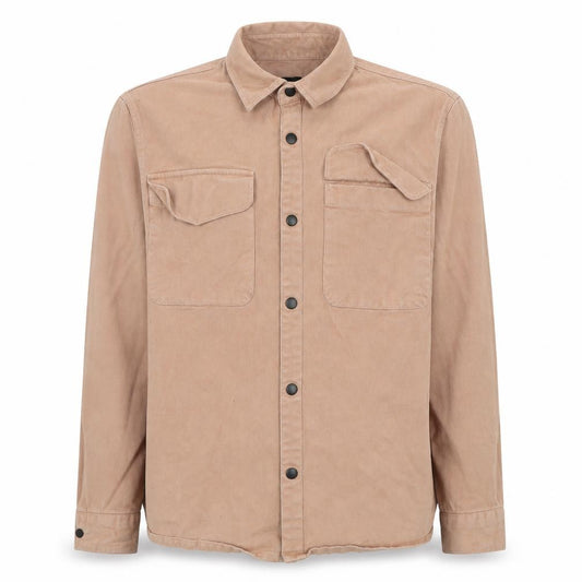 Front view of River Island Men’s Brown Twill Cotton Jacket, size M, Casual Button Up