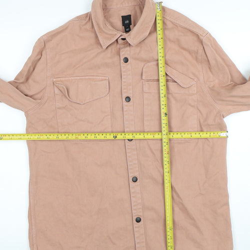 River Island Men’s Brown Twill Cotton Jacket Size M Casual Button Up