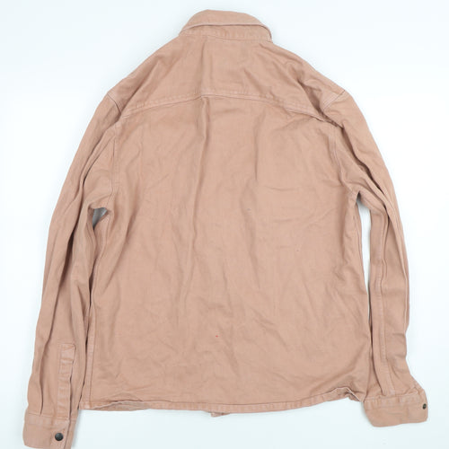 River Island Men’s Brown Twill Cotton Jacket Size M Casual Button Up