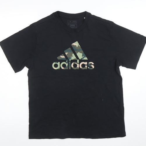 adidas Men’s Black Camouflage Logo Short Sleeve Cotton T-Shirt M