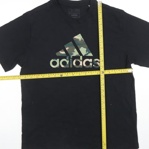 adidas Men’s Black Camouflage Logo Short Sleeve Cotton T-Shirt M