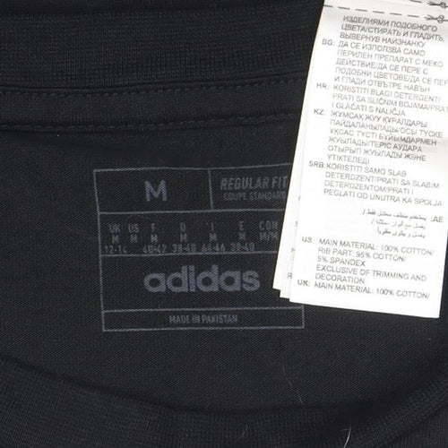 adidas Men’s Black Camouflage Logo Short Sleeve Cotton T-Shirt M
