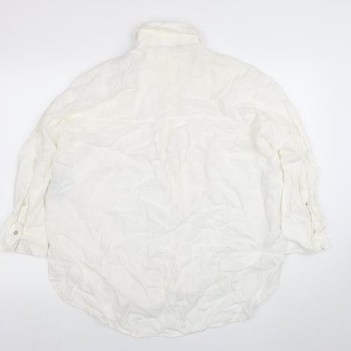 ZARA Womens Ivory Lace Long Sleeve Button-Up Shirt Size M