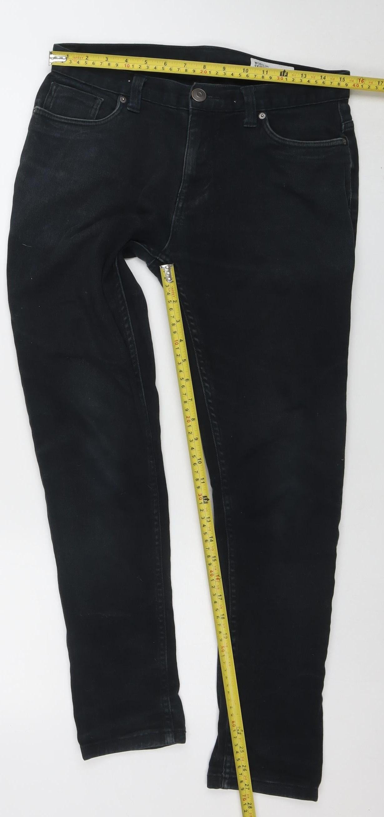 Denim Co. Men's Black Skinny Jeans W30 L30 Slim Fit Denim