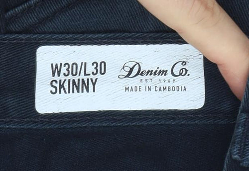 Denim Co. Men's Black Skinny Jeans W30 L30 Slim Fit Denim