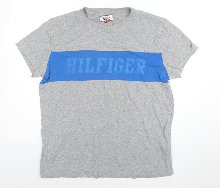 Tommy Hilfiger Denim Men's Grey Blue Crew Neck Graphic T-Shirt M