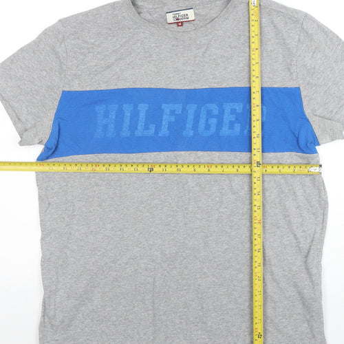 Tommy Hilfiger Denim Men's Grey Blue Crew Neck Graphic T-Shirt M