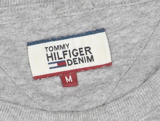 Tommy Hilfiger Denim Men's Grey Blue Crew Neck Graphic T-Shirt M