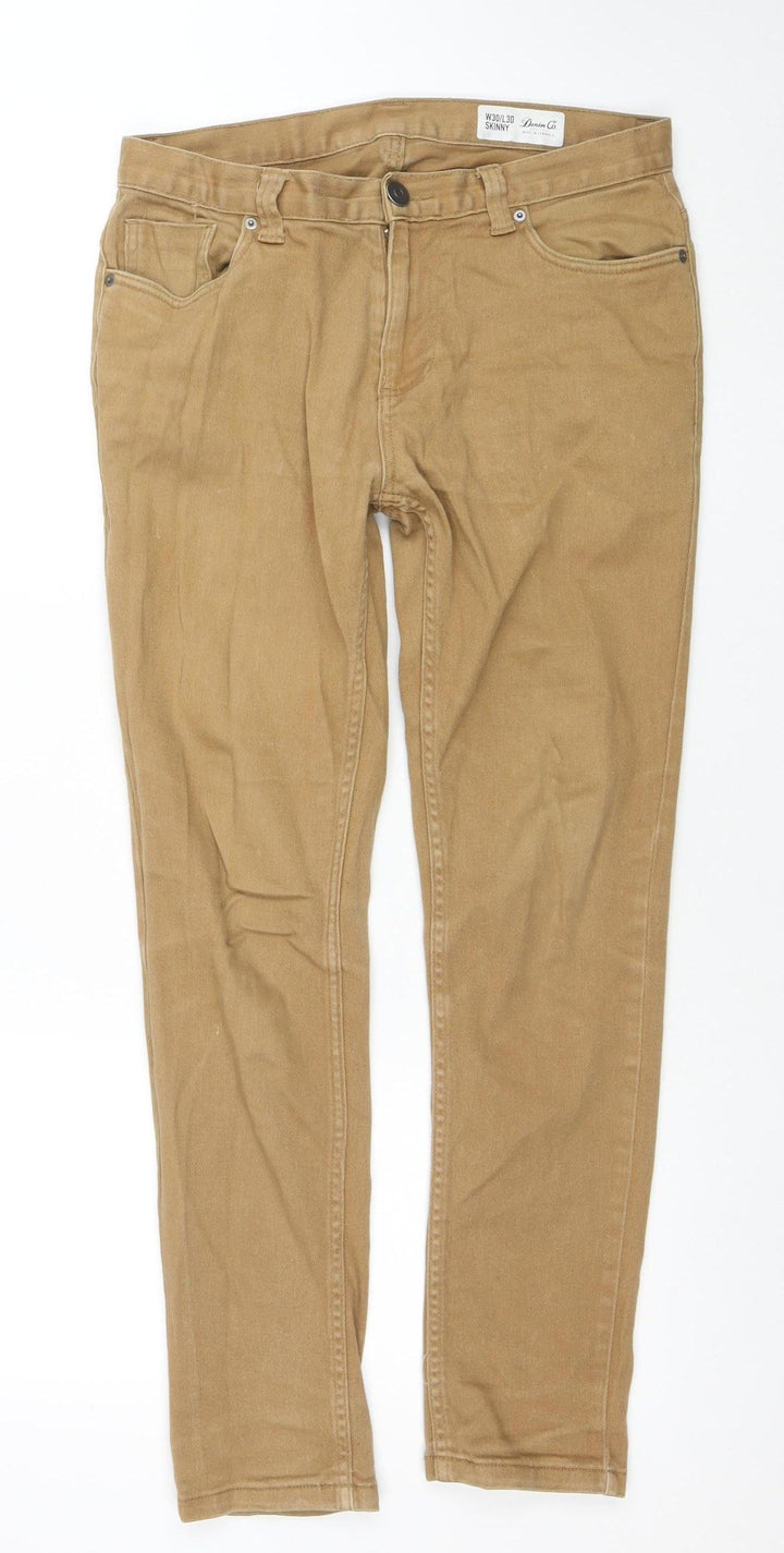 Denim Co. Men's Beige Skinny Jeans W30 L30 Cotton Stretch
