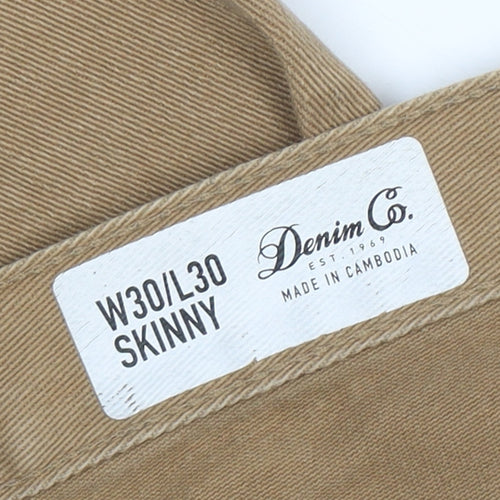 Denim Co. Men's Beige Skinny Jeans W30 L30 Cotton Stretch