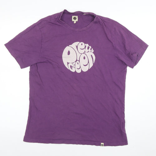 Pretty Green Men's Purple Graphic Logo Regular Fit T-Shirt Size M
