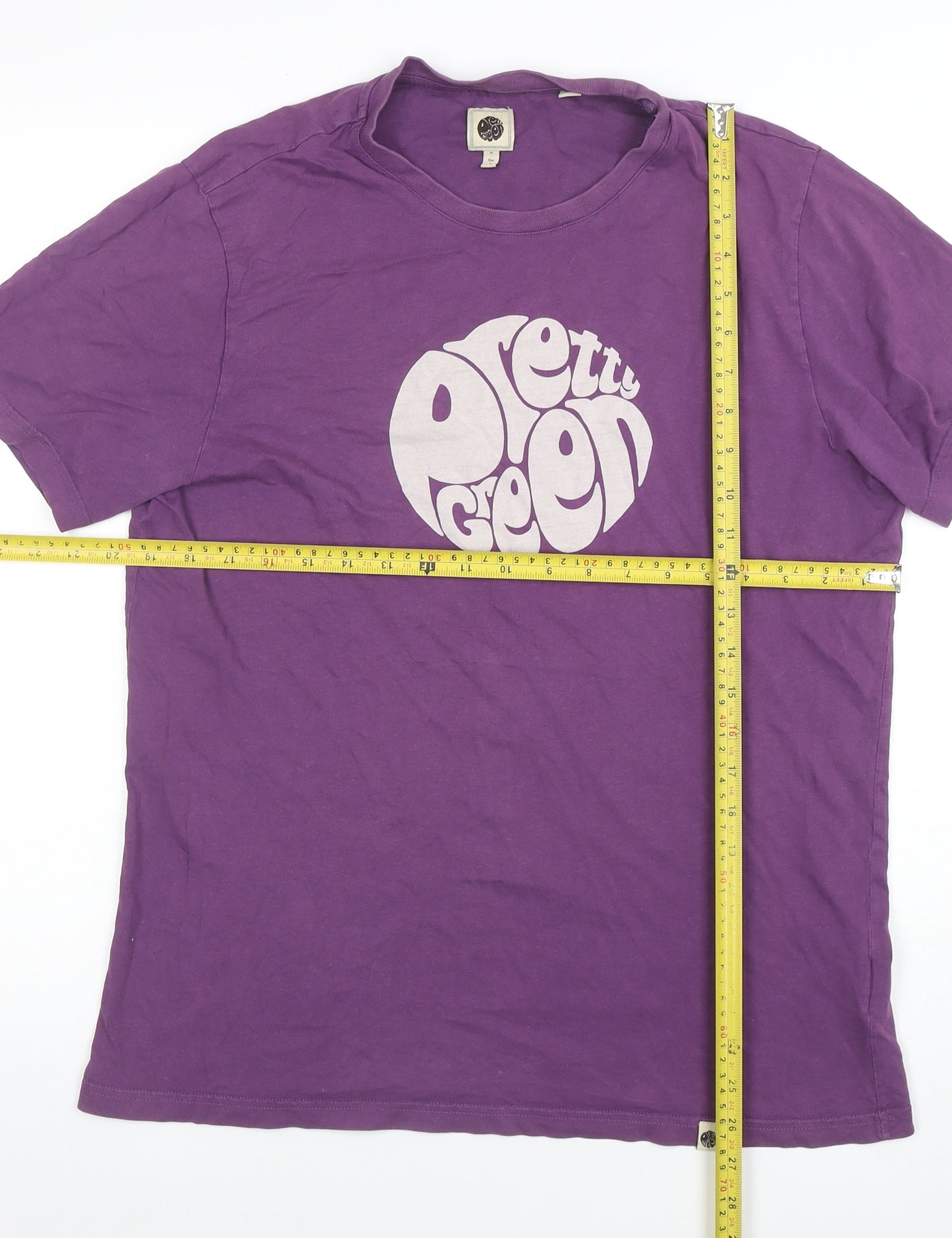 Pretty Green Men's Purple Graphic Logo Regular Fit T-Shirt Size M