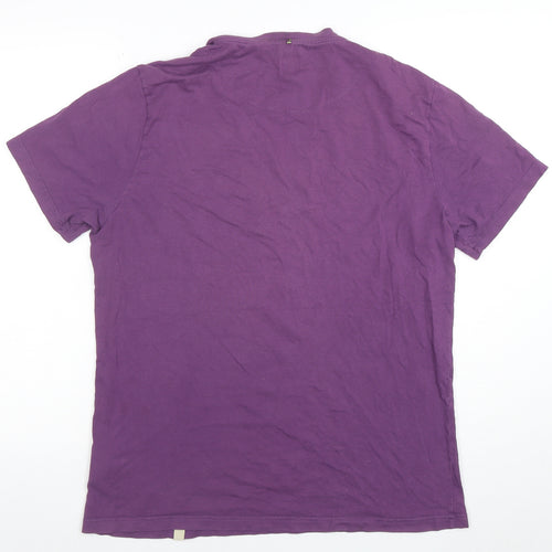 Pretty Green Men's Purple Graphic Logo Regular Fit T-Shirt Size M