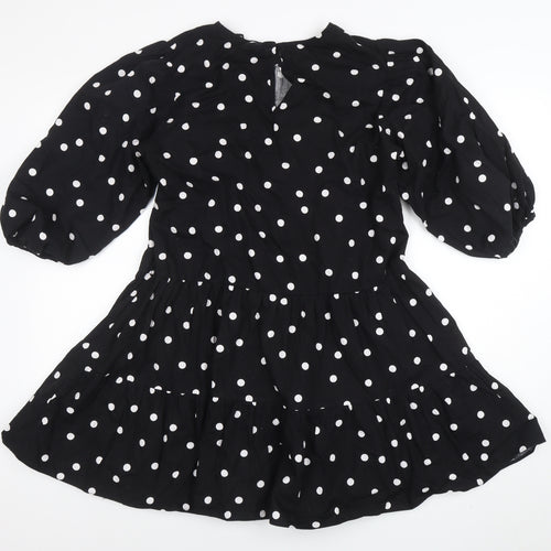 New Look Women Black Polka Dot A-Line Short Dress Size 14