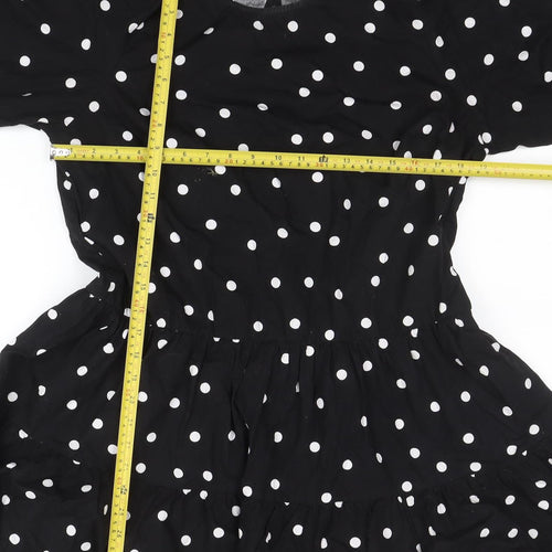 New Look Women Black Polka Dot A-Line Short Dress Size 14