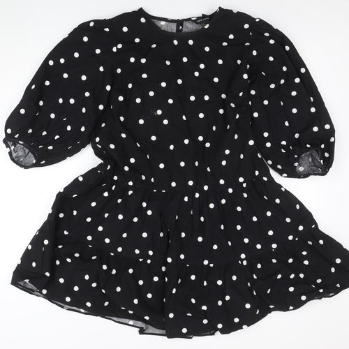 New Look Women Black Polka Dot A-Line Short Dress Size 14