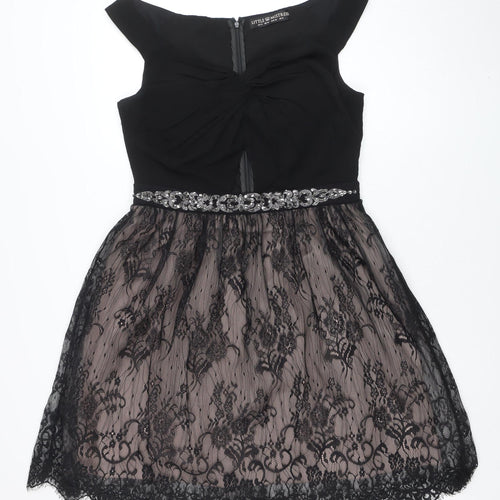 Little Mistress Women’s Black Lace Fit & Flare Party Dress UK 14