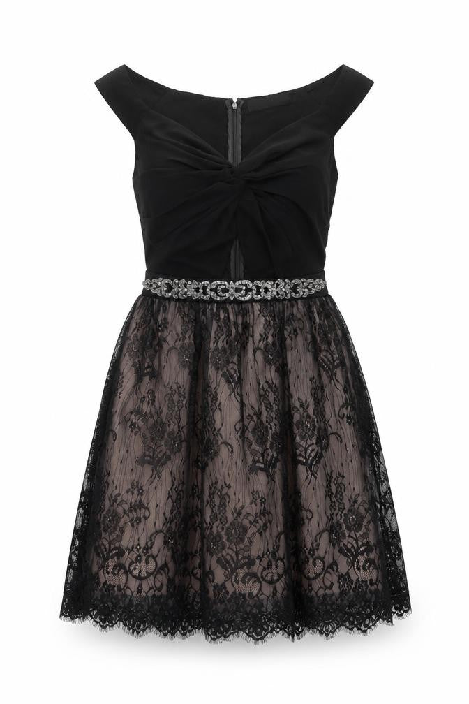Little Mistress Women’s Black Lace Fit & Flare Party Dress UK 14