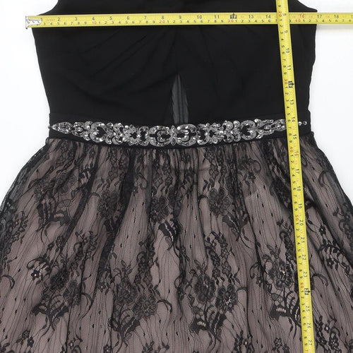 Little Mistress Women’s Black Lace Fit & Flare Party Dress UK 14