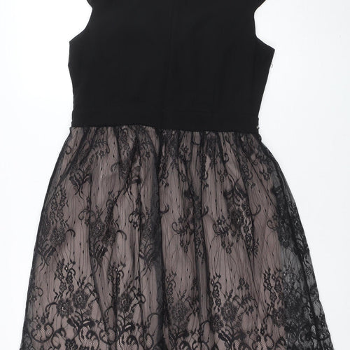 Little Mistress Women’s Black Lace Fit & Flare Party Dress UK 14