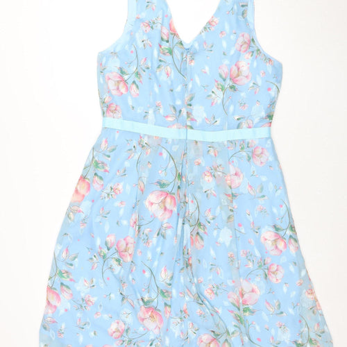 Marc Angelo Women's Blue Floral Fit & Flare Sleeveless Dress Size 14