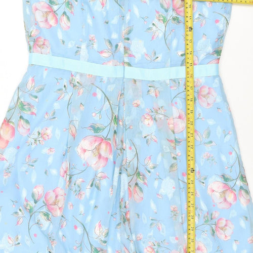 Marc Angelo Women's Blue Floral Fit & Flare Sleeveless Dress Size 14