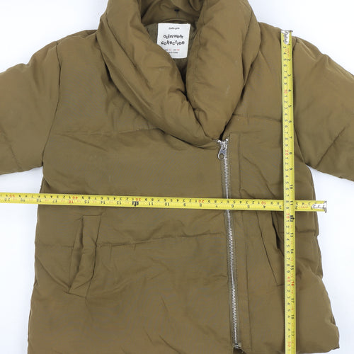 ZARA Girls Brown Puffer Jacket Size 10 Years Hooded Winter Zip Coat