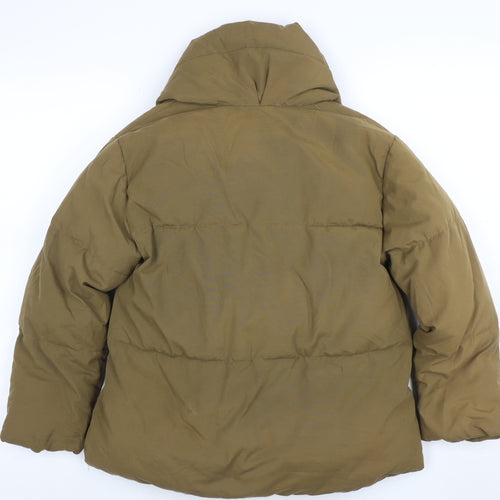 ZARA Girls Brown Puffer Jacket Size 10 Years Hooded Winter Zip Coat