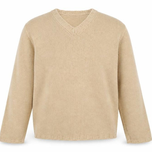 GAP Women Beige Lambswool V-Neck Long Sleeve Jumper L