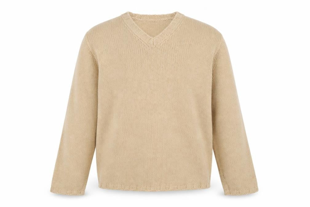 GAP Women Beige Lambswool V-Neck Long Sleeve Jumper L