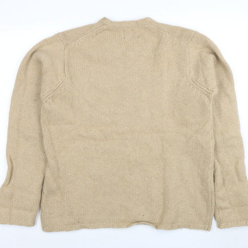 GAP Women Beige Lambswool V-Neck Long Sleeve Jumper L