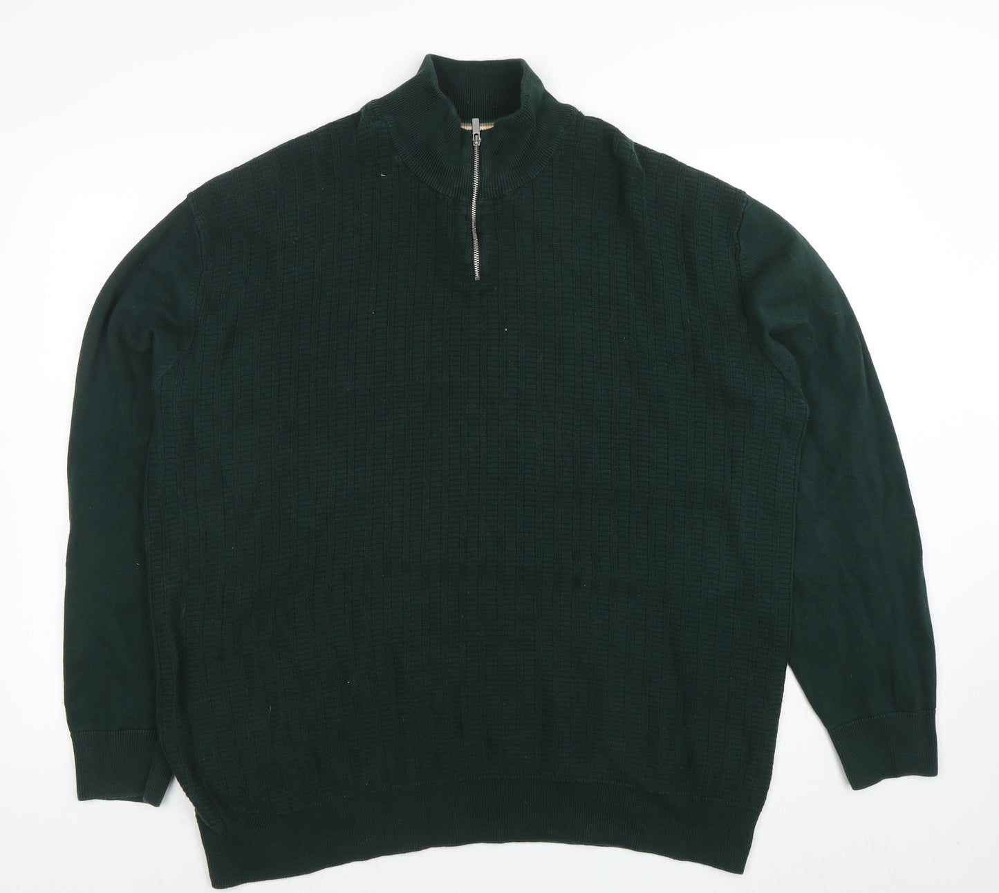 Next Men’s Green 2XL Cotton 1/2 Zip High Neck Jumper