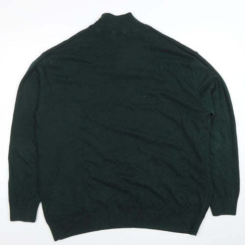 Next Men’s Green 2XL Cotton 1/2 Zip High Neck Jumper