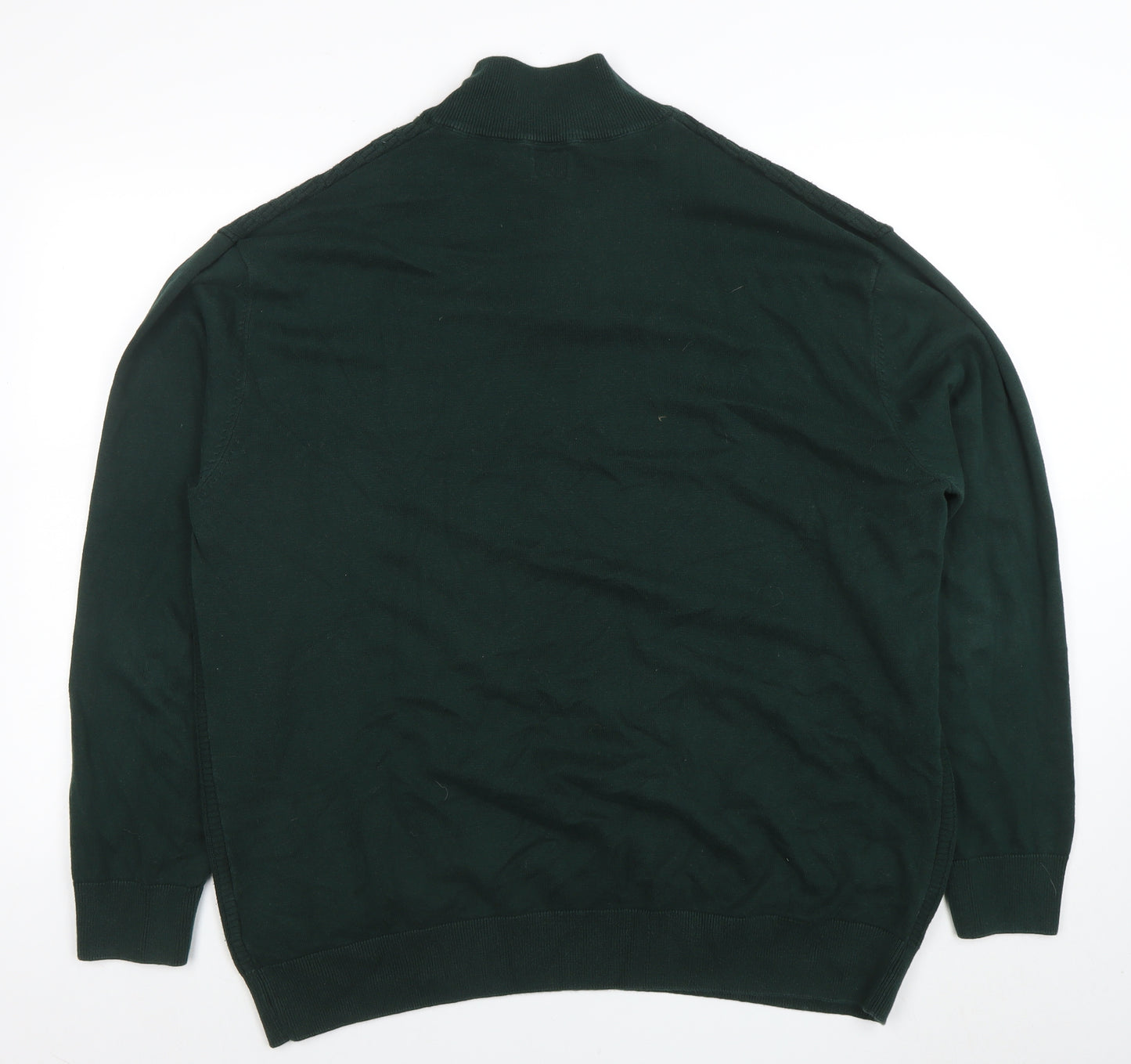 Next Men’s Green 2XL Cotton 1/2 Zip High Neck Jumper