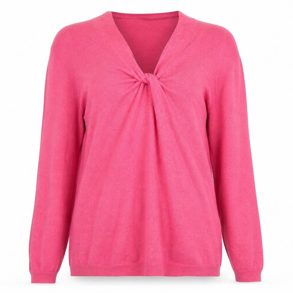 John Lewis Womens Pink V-Neck Cotton Blend Jumper Size 12