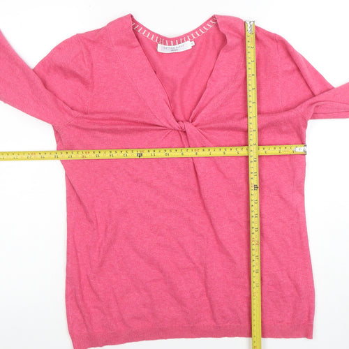 John Lewis Womens Pink V-Neck Cotton Blend Jumper Size 12