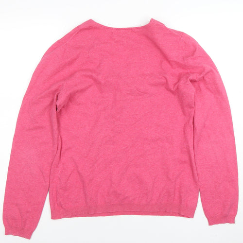 John Lewis Womens Pink V-Neck Cotton Blend Jumper Size 12
