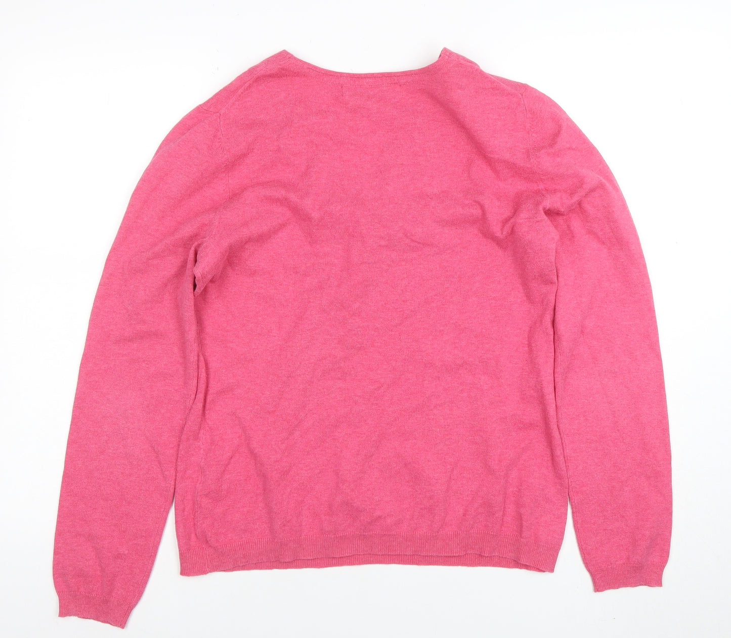 John Lewis Womens Pink V-Neck Cotton Blend Jumper Size 12