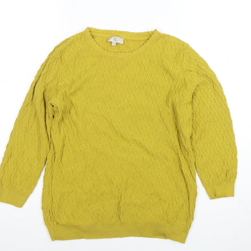 CC Womens Yellow Cable-Knit Cotton Jumper Size M