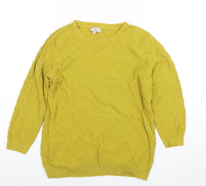 CC Womens Yellow Cable-Knit Cotton Jumper Size M