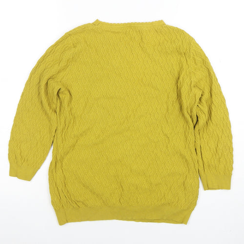 CC Womens Yellow Cable-Knit Cotton Jumper Size M