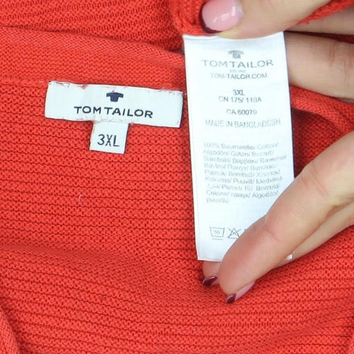 Tom Tailor Women's Red Cotton Knit Pullover Jumper 3XL
