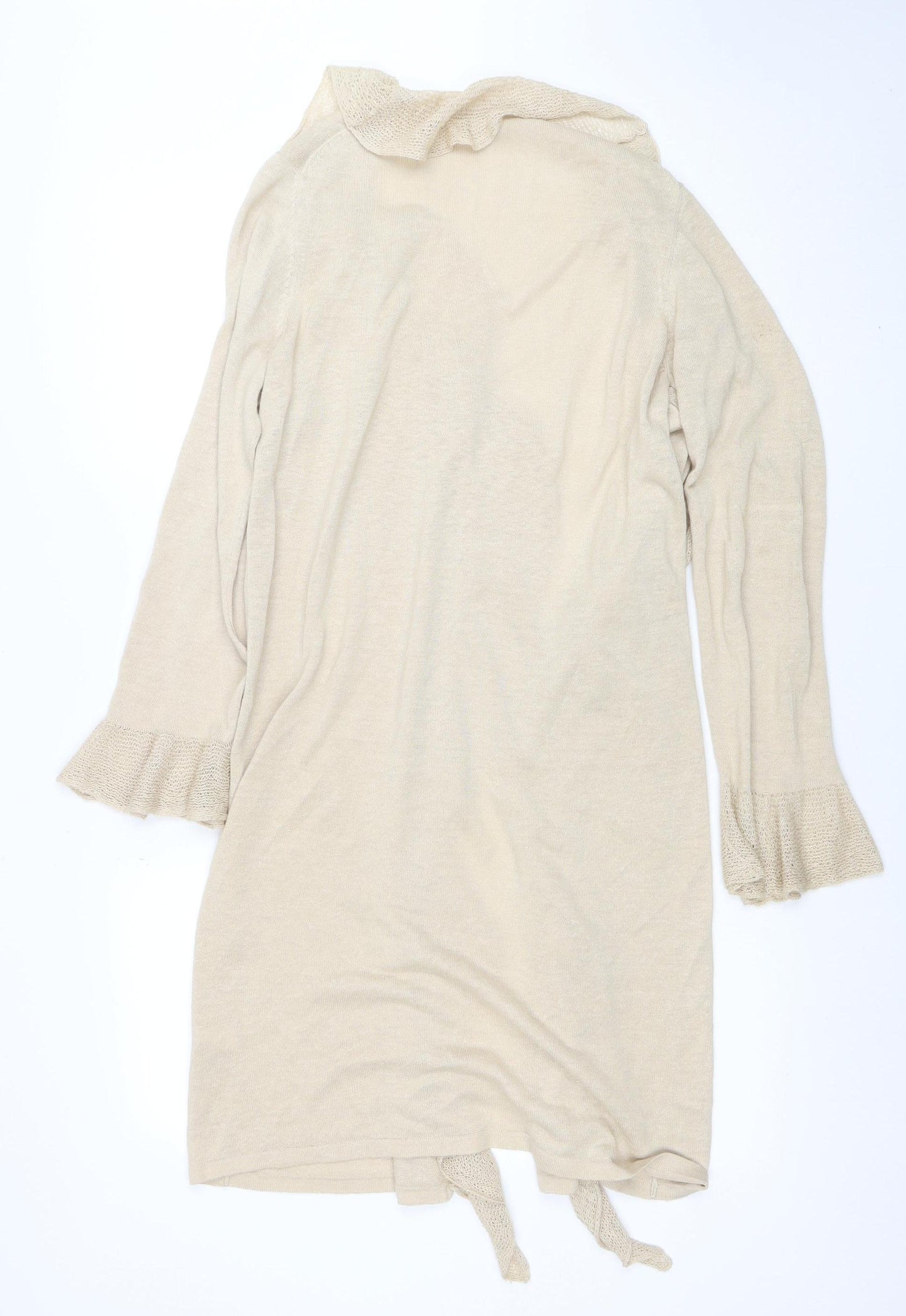Marks and Spencer Autograph Women Beige Size 16 Long Tie Waist Cardigan