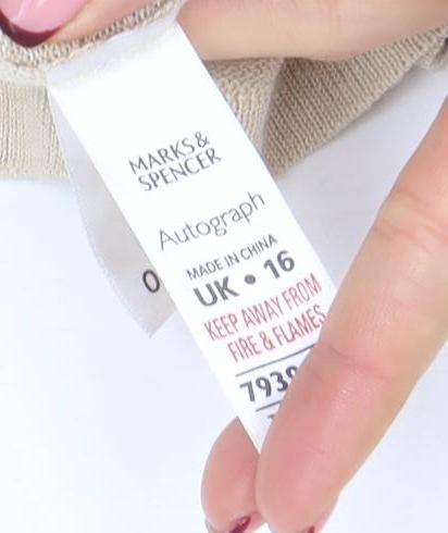 Marks and Spencer Autograph Women Beige Size 16 Long Tie Waist Cardigan