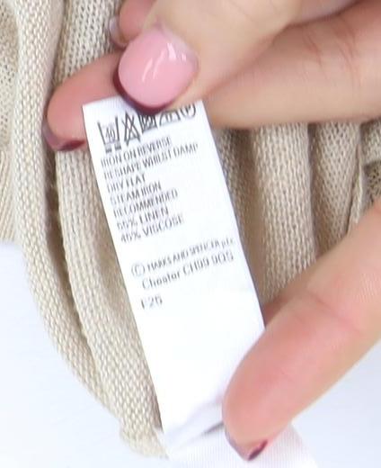 Marks and Spencer Autograph Women Beige Size 16 Long Tie Waist Cardigan