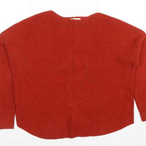 White Stuff Women’s Red Merino Wool Long Sleeve Crew Neck Pullover Jumper Size 12